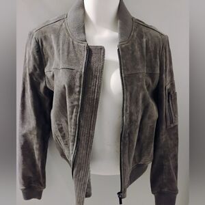 Bagatelle Gray Suede Bomber Jacket Genuine Leather Sz. Small From Nordstrom